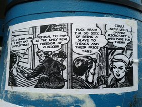 Comic stuck to a streetlight at Fairview and Repub.jpg